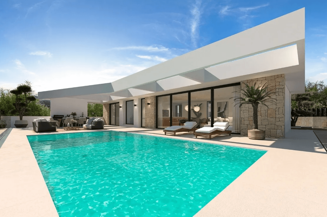 Moderne villa med imponerende havudsigt, udsigt til Peñón de Ifach og bjergene.