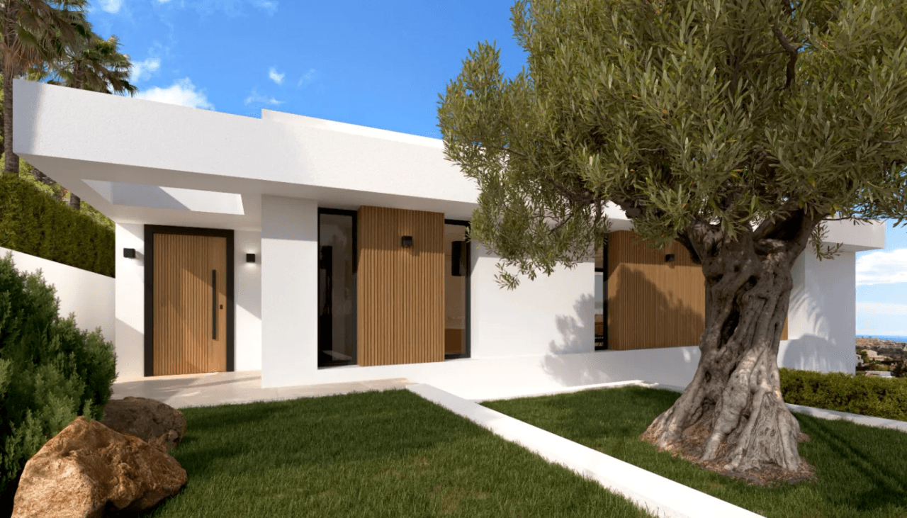 Unik villa i ét plan med udsigt til Peñón de Calpe