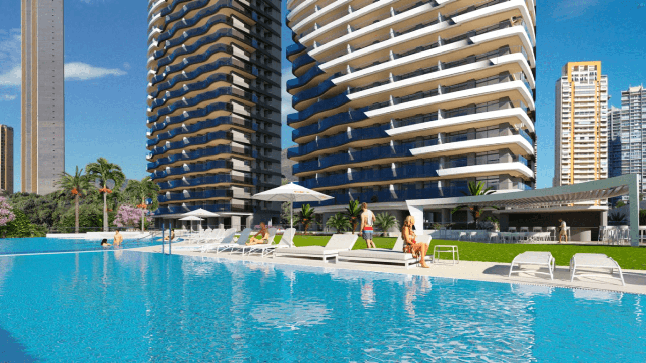 Nybygde leiligheter ved Poniente-stranden, Benidorm