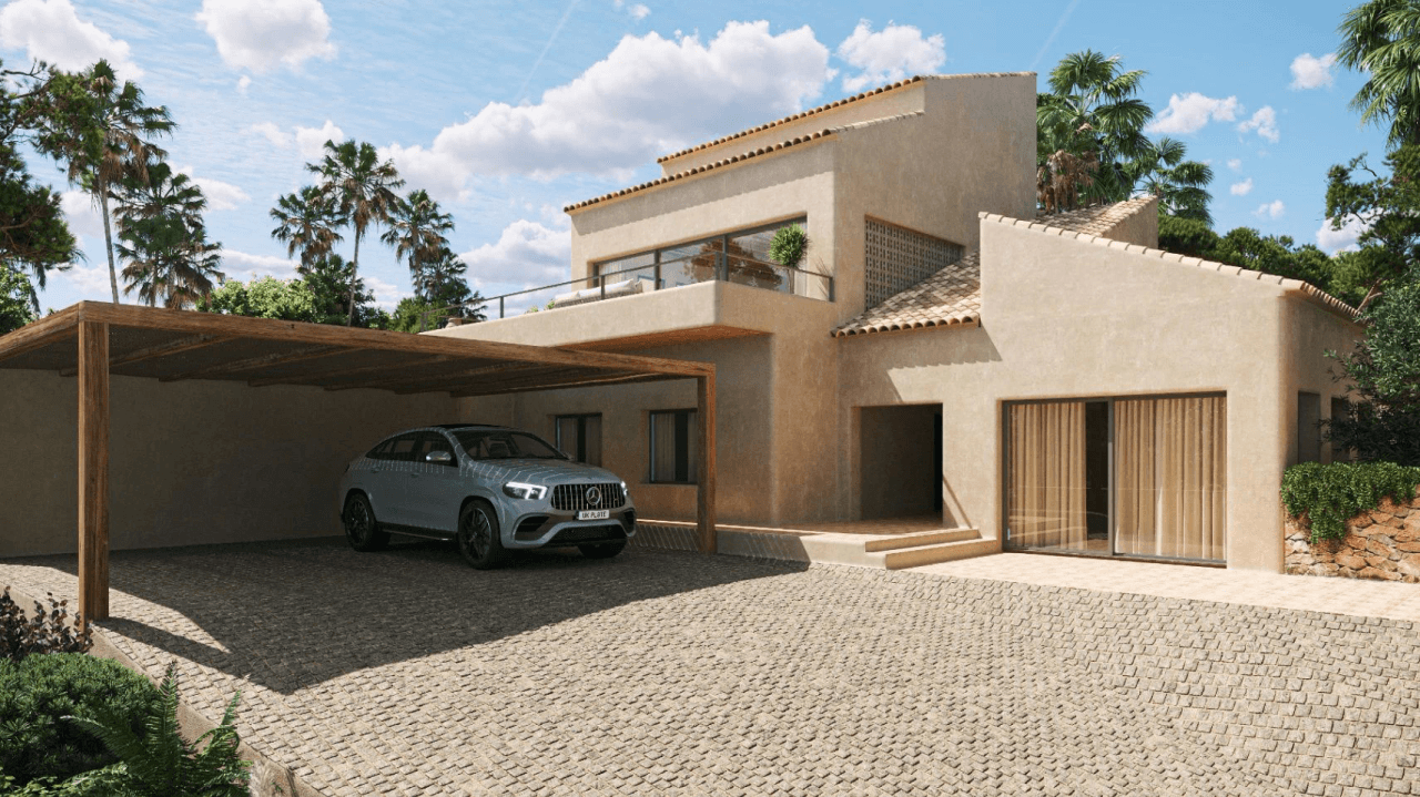 Mediterransk villa i ibizastil med utsikt over Montgó