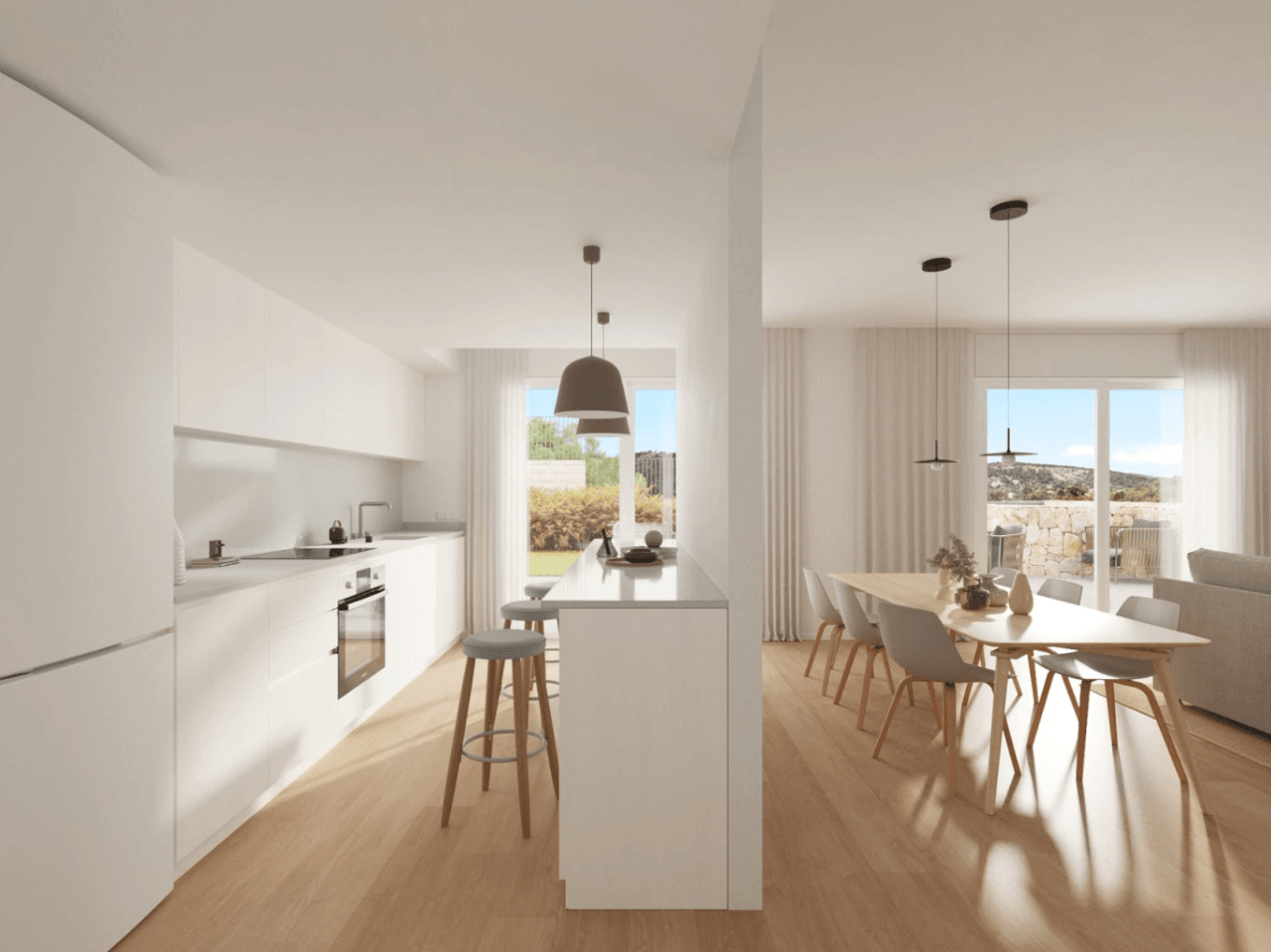Nybygde villaer i et naturlig miljø