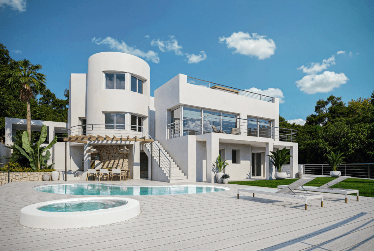 Villa de luxe méditerranéenne avec vue sur la mer et la montagne