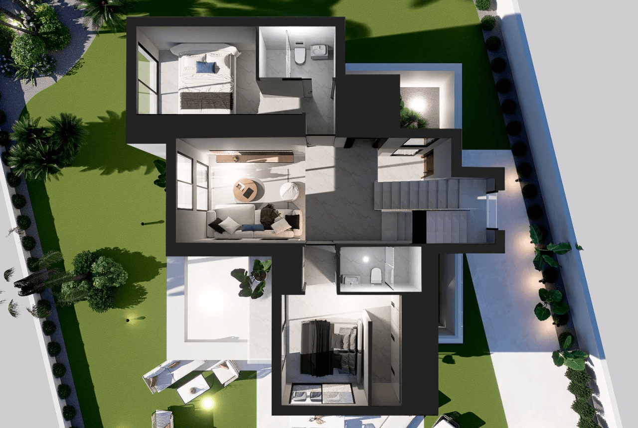 Neu gebaute Villen mit Meerblick