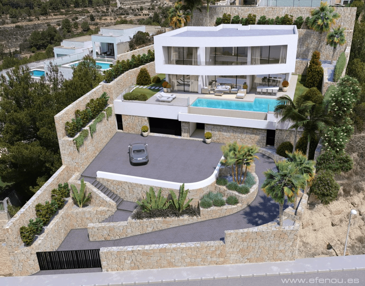Romslig og moderne villa med havutsikt