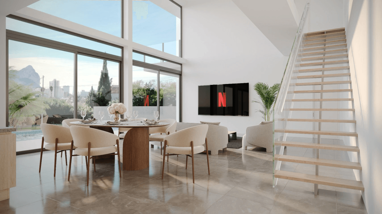 Moderne villa under bygging med utsikt over Peñon de Ifach i Calpe