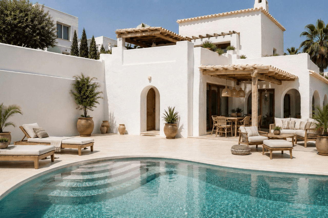 Eksklusiv Ibiza-stil villa under totalrenovering i La Fustera, Benissa Costa